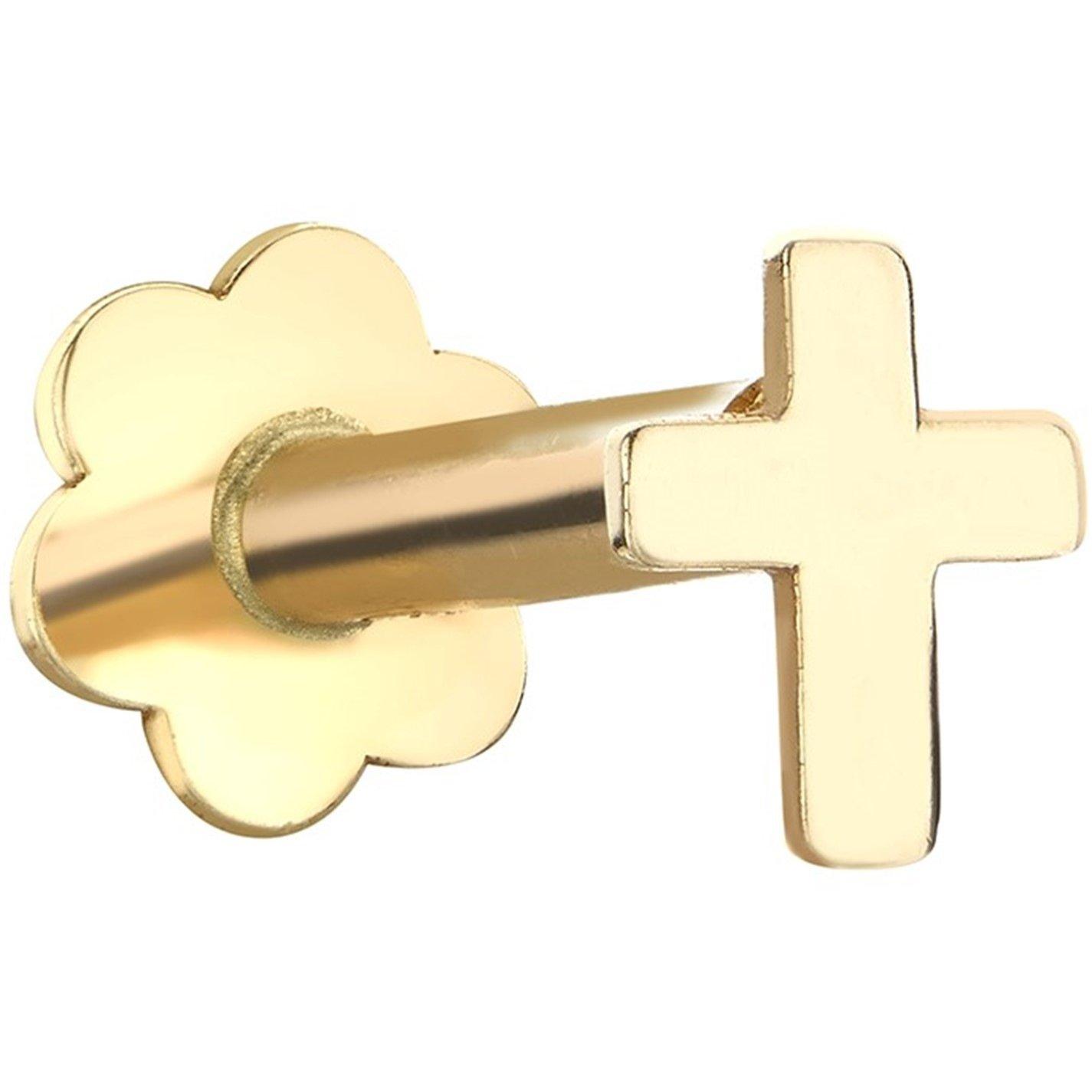 Yellow Gold - Be You - 9ct Gold Cross Labret Stud - 1