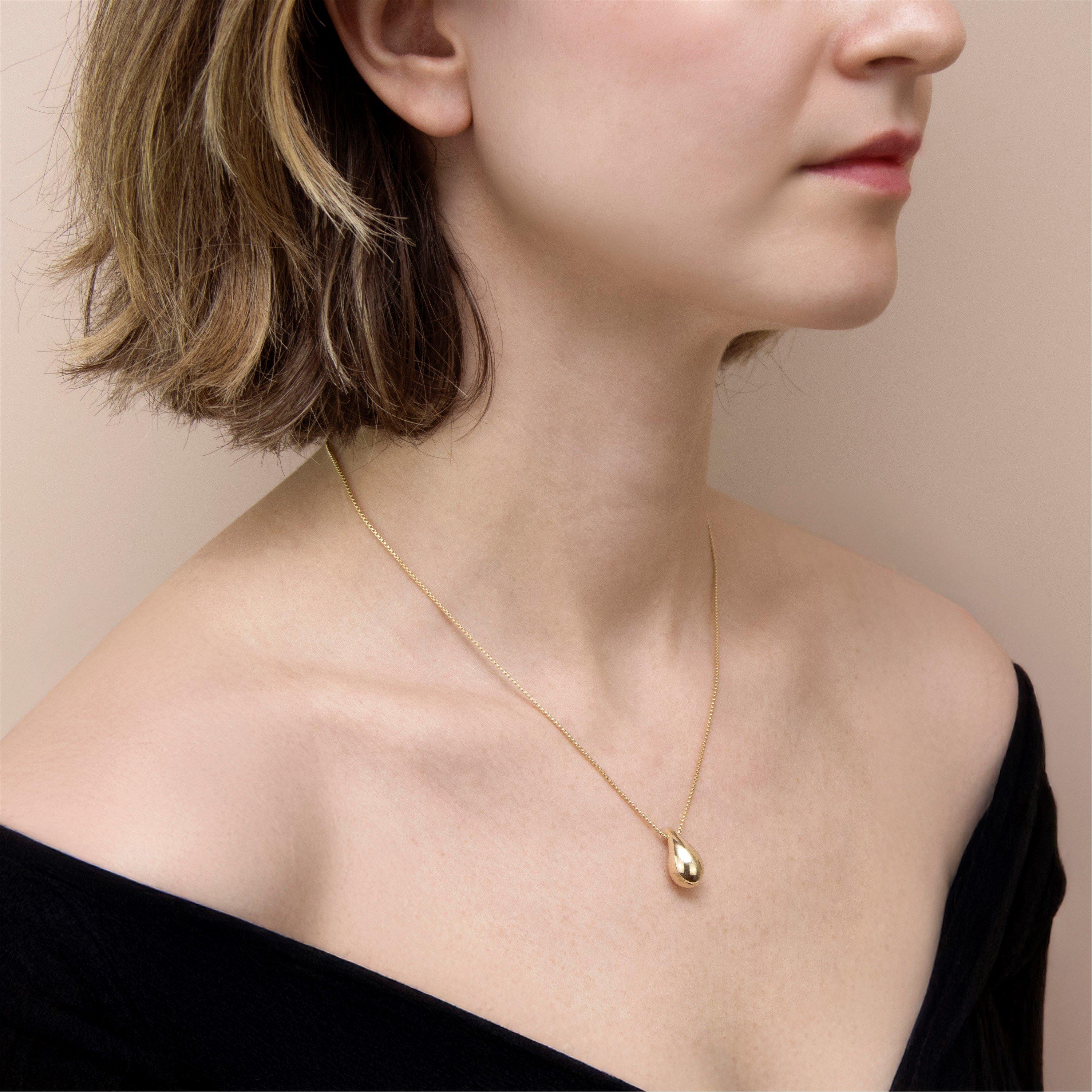 Yellow Gold - Be You - 9ct Gold Small Teardrop Adjustable Necklace - 2