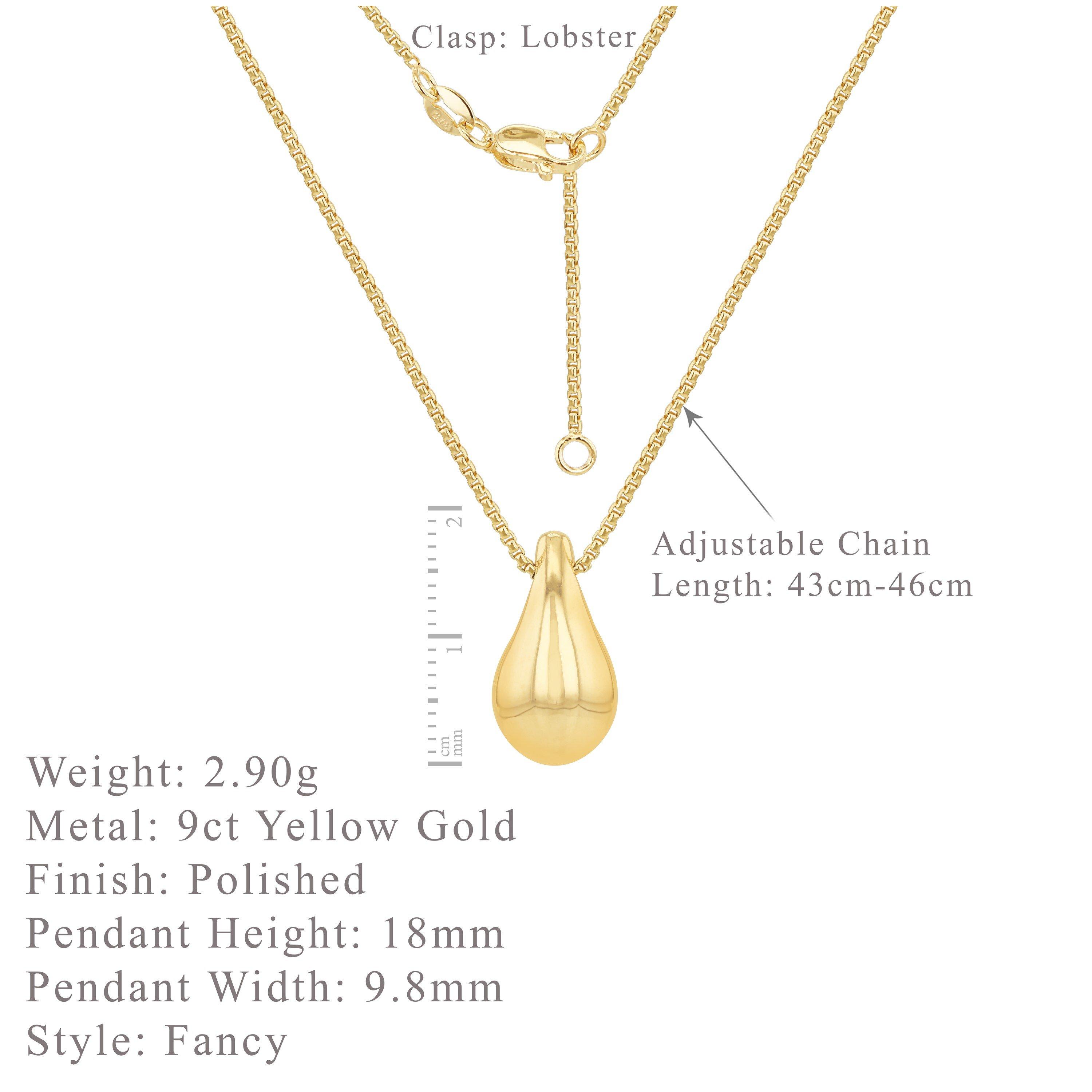 Yellow Gold - Be You - 9ct Gold Small Teardrop Adjustable Necklace - 6