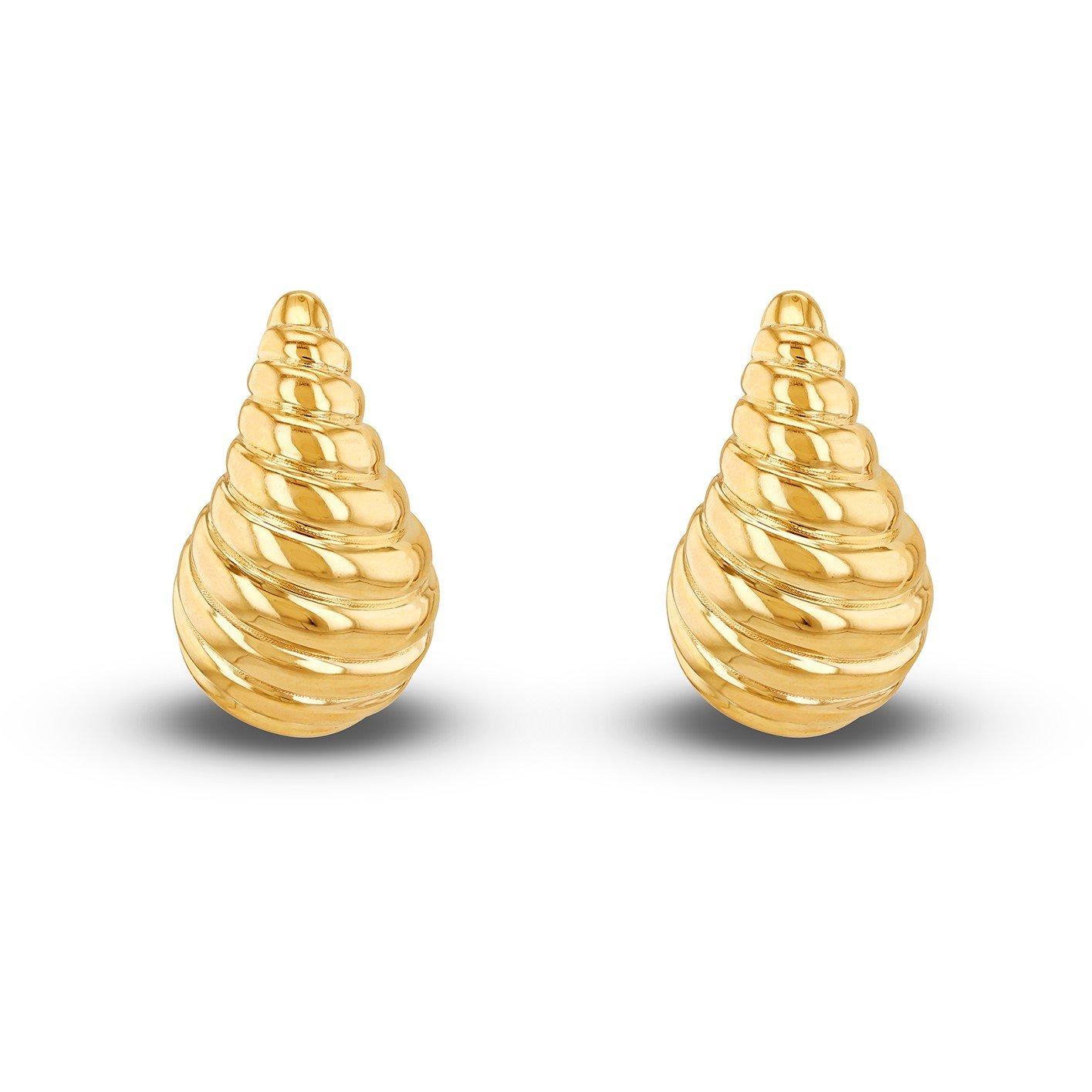 Yellow Gold - Be You - 9ct Gold Large Shell Teardrop Stud Earring - 2