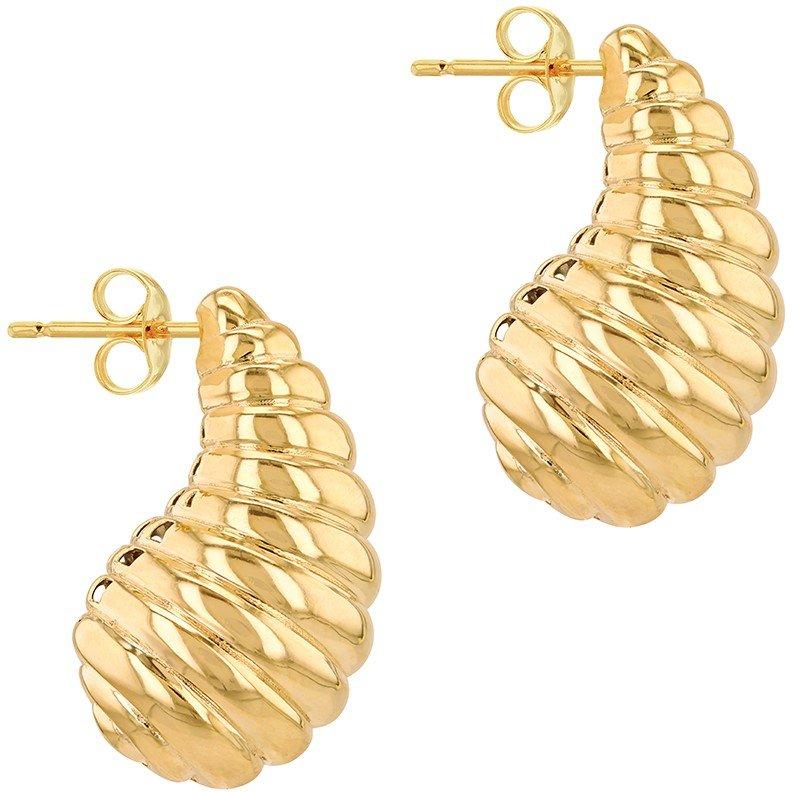Yellow Gold - Be You - 9ct Gold Large Shell Teardrop Stud Earring - 3