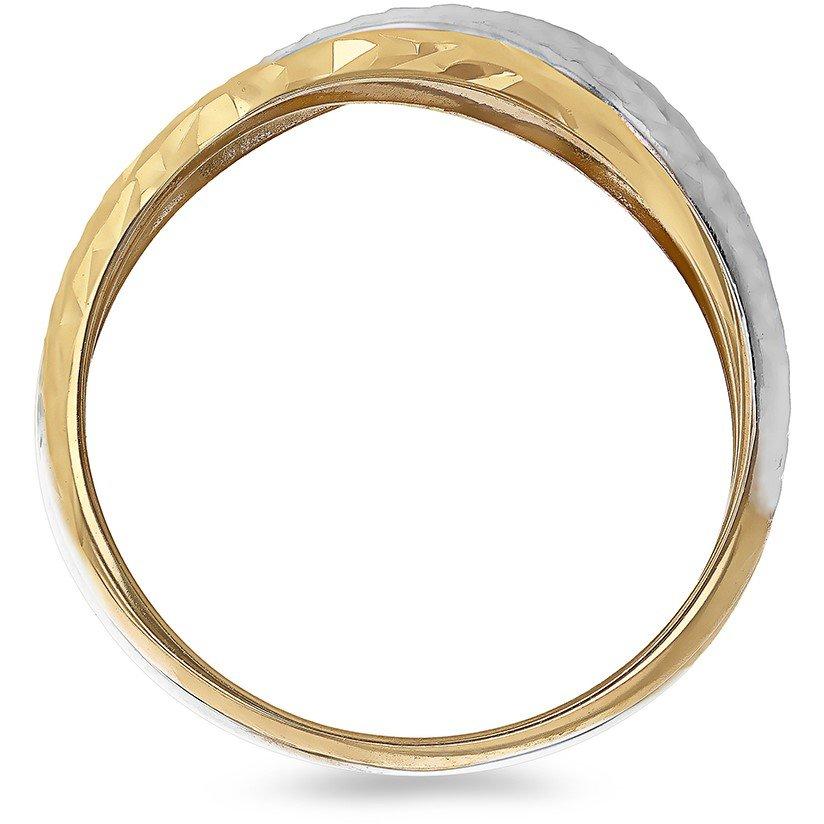 Yellow And Whit - Be You - 9ct Gold Diamond Cut Crossover Ring - 3