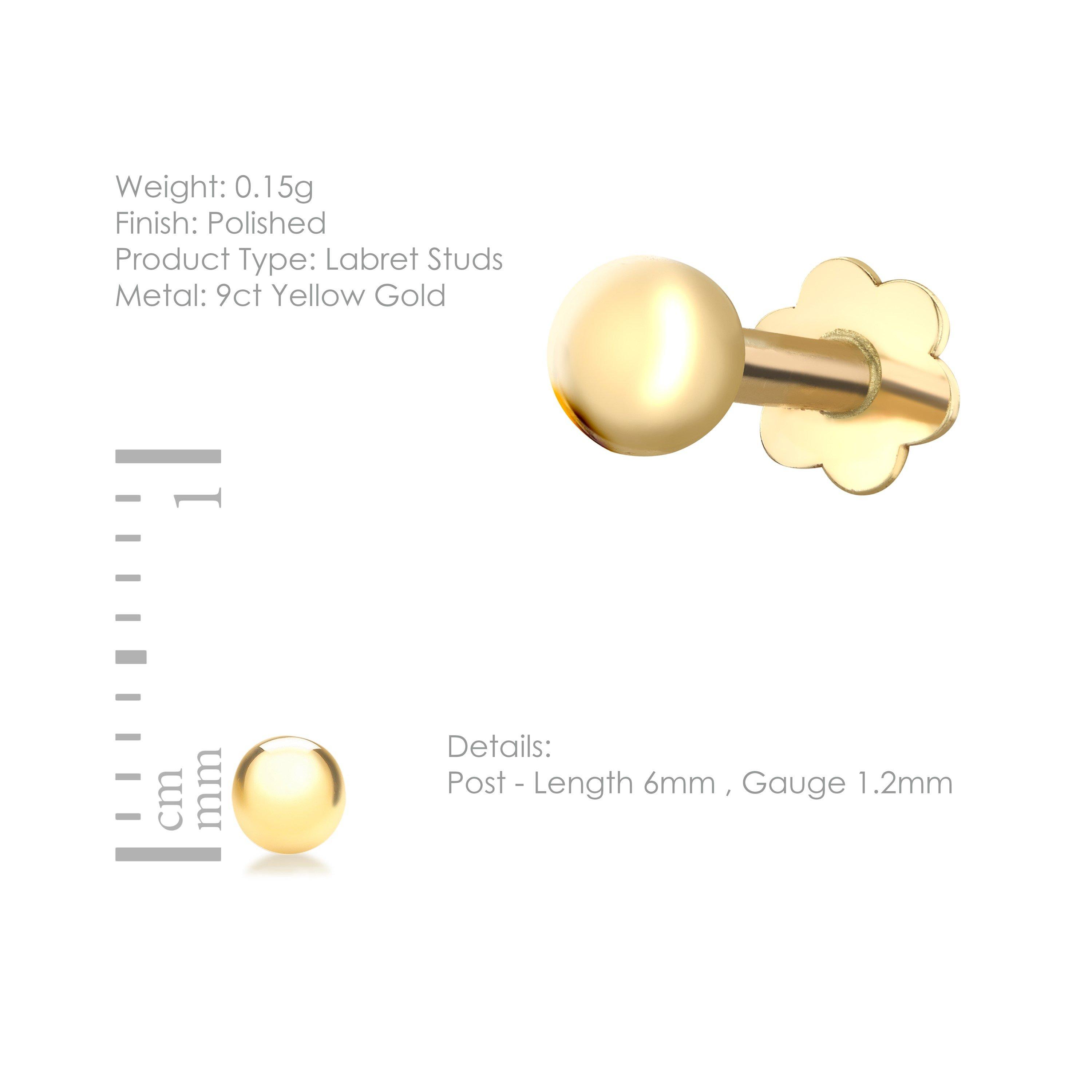 Yellow Gold - Be You - 9ct Gold Ball Labret Stud - 3