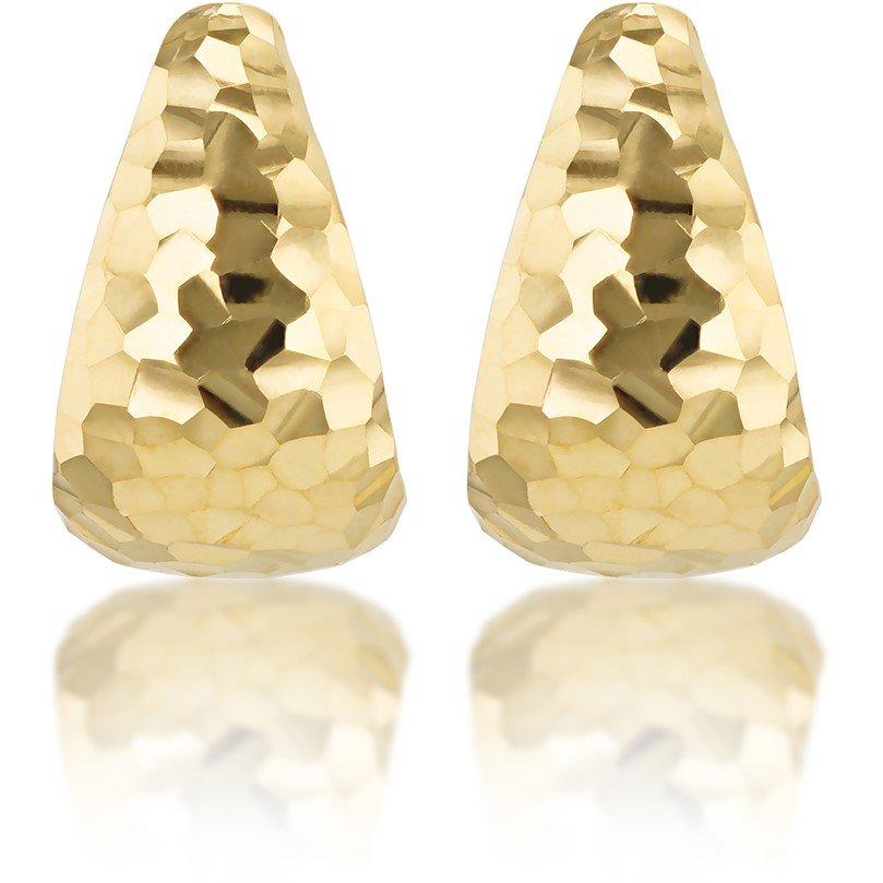 Yellow Gold - Be You - 9ct Gold Diamond Cut J-Shape Stud Earrings - 3