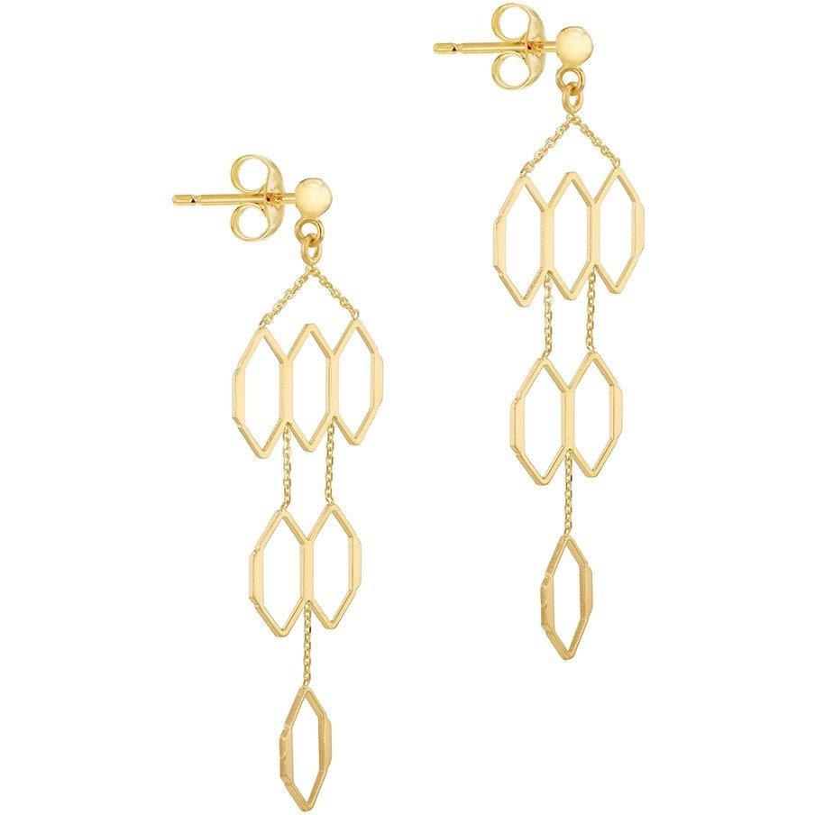 Yellow Gold - Be You - 9ct Gold Honeycomb Drop Stud Earrings - 3