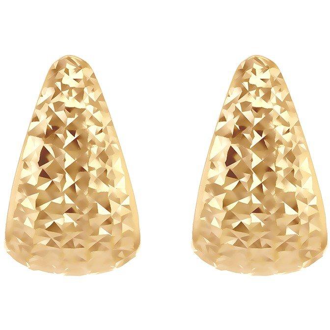 Yellow Gold - Be You - 9ct Gold Diamond Cut Wide J-Shape Stud Earrings - 2
