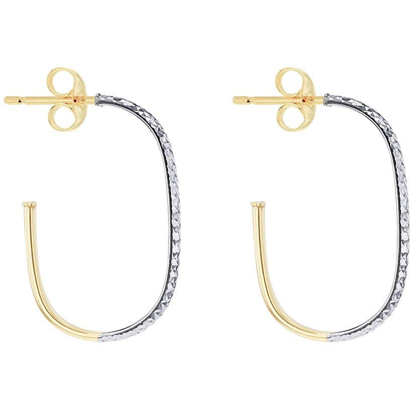 Yellow And Whit - Be You - 9ct Gold Diamond Cut Half Hoop Earrings - 3