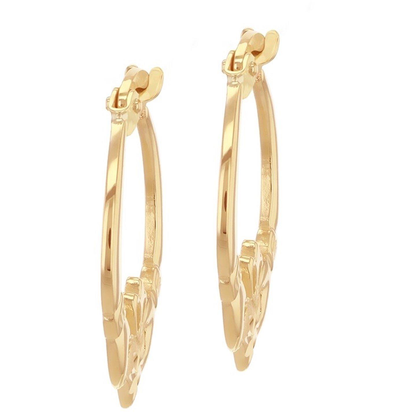 Yellow Gold - Be You - 9ct Gold Diamond Cut Claddagh Creole Earring - 5