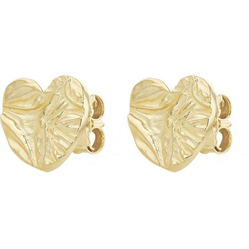 Yellow Gold - Be You - 9ct Gold Textured Heart Stud Earrings - 2