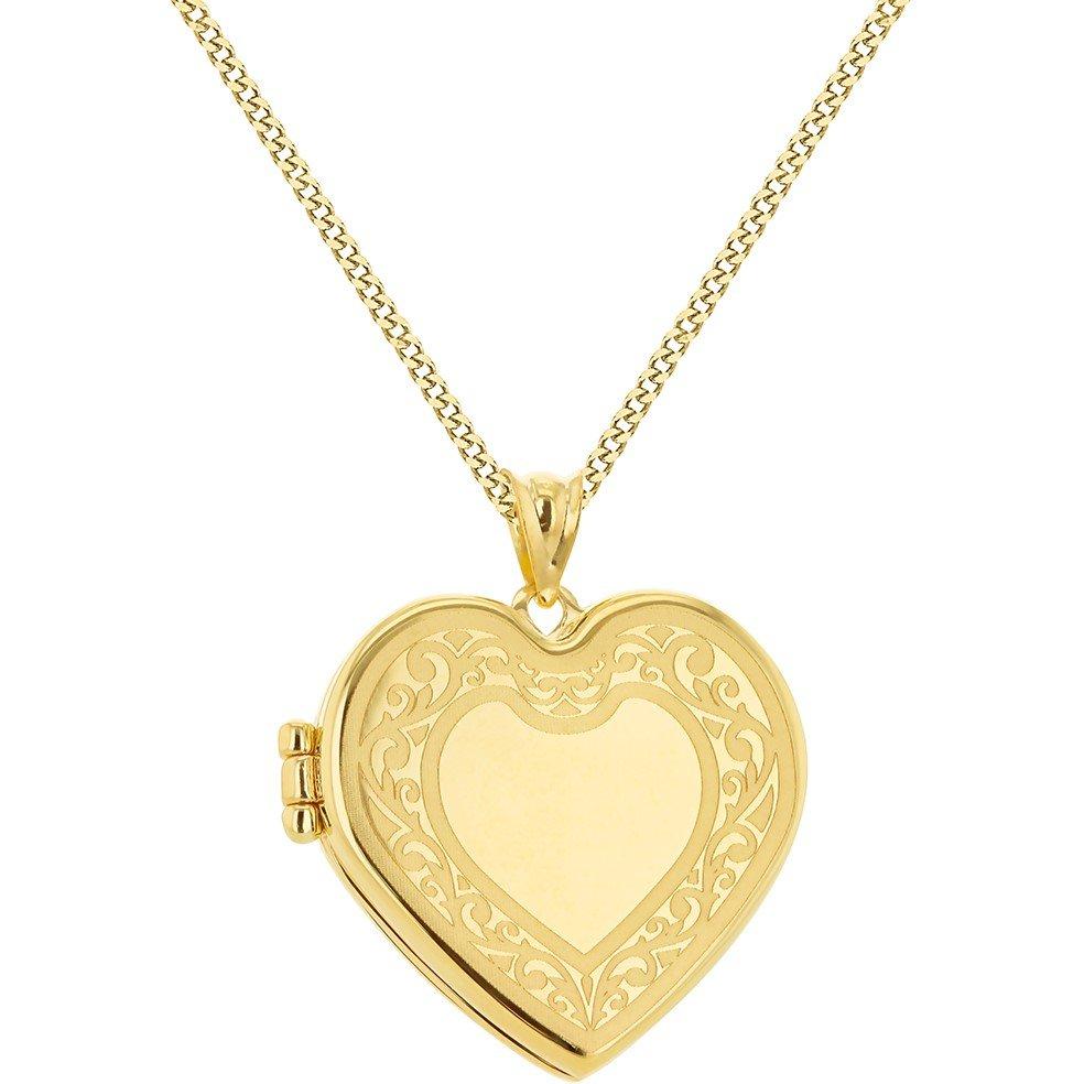 Yellow Gold - Be You - 9ct Gold 2 Heart Frame Engraved Locket Necklace - 2