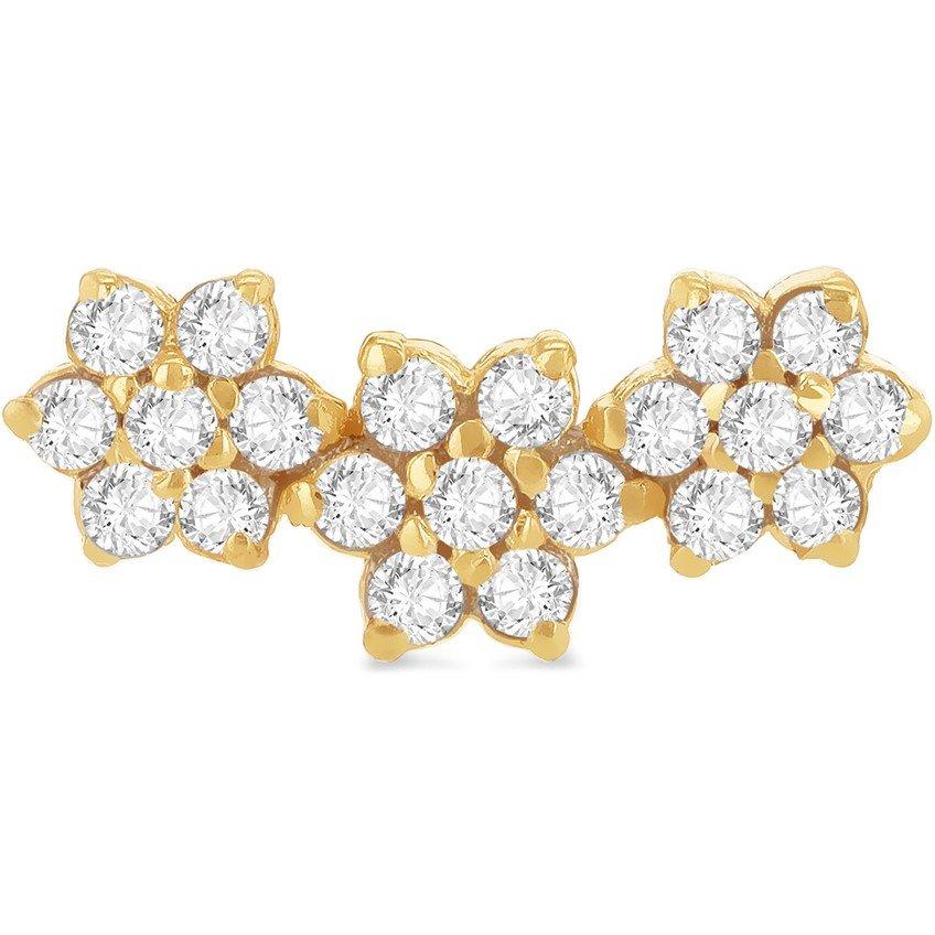 Yellow Gold - Be You - 9ct Gold CZ Triple Flower Labret Stud - 2