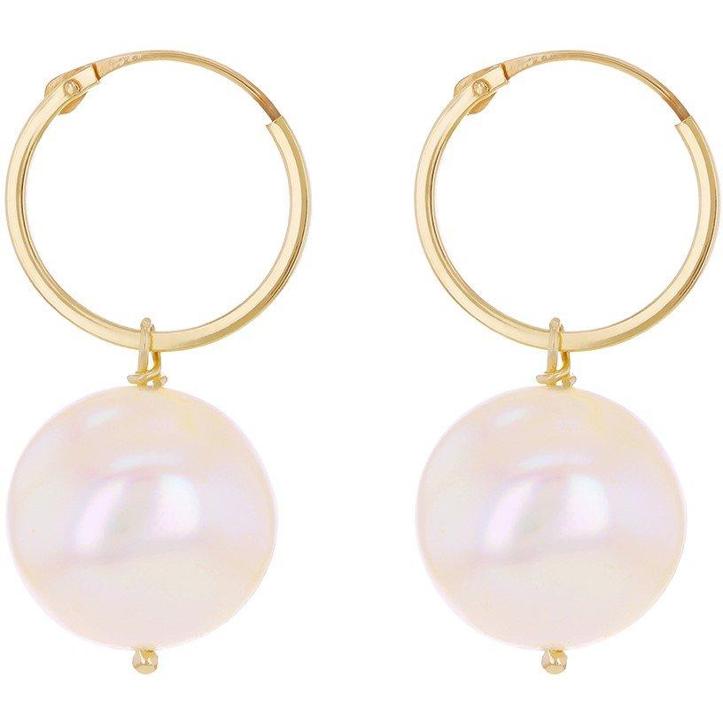 Yellow Gold - Be You - 9ct Gold Hoop With Baroque Pearl Drop Earrings - 2