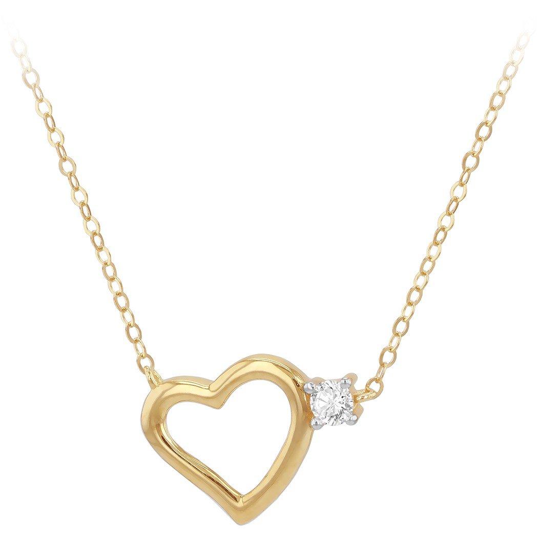 Yellow Gold - Be You - 9ct Gold Heart With CZ Accent Necklace - 1
