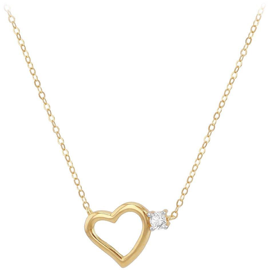 Yellow Gold - Be You - 9ct Gold Heart With CZ Accent Necklace - 2