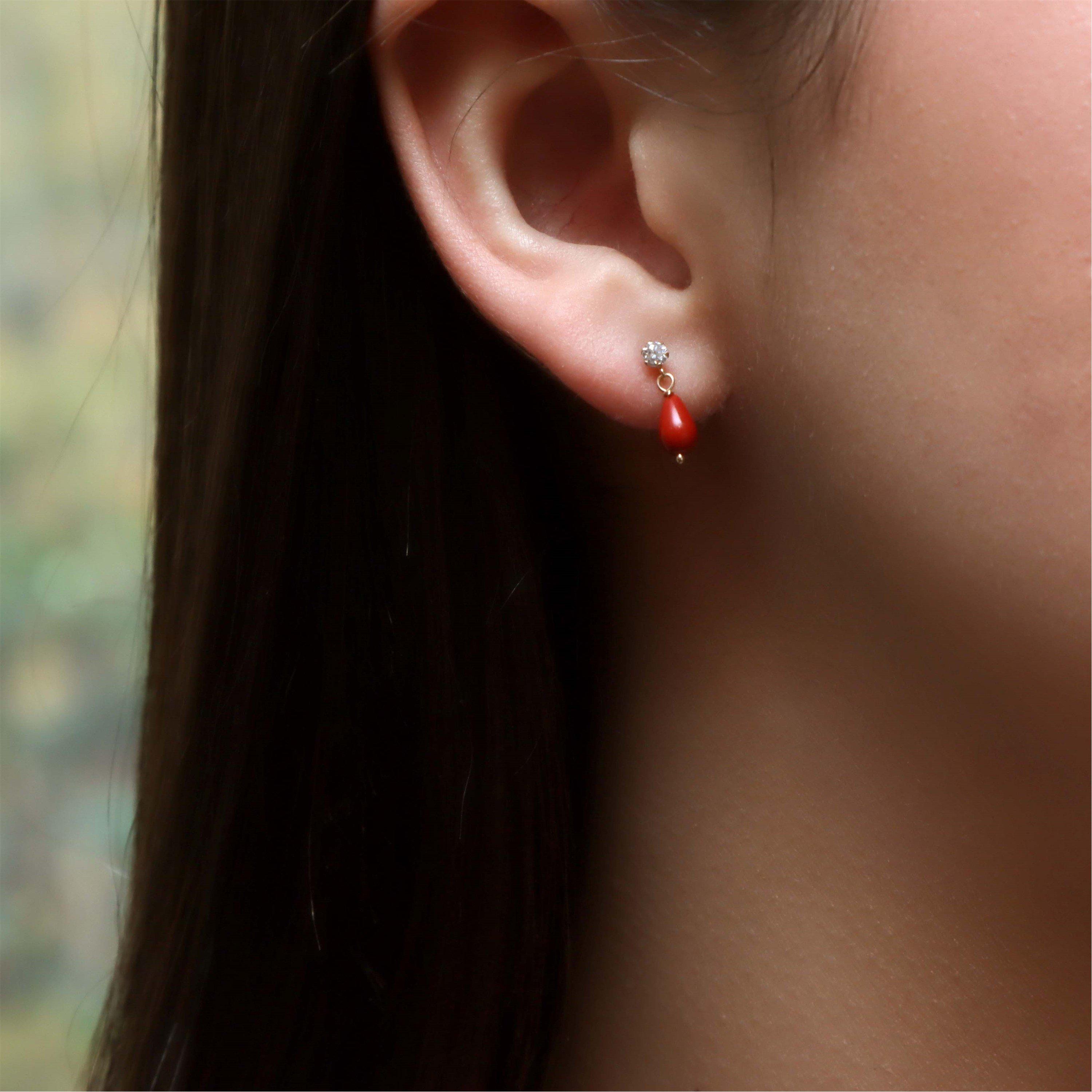 Yellow Gold - Be You - 9ct Gold Stone with CZ Drop Earrings - 2