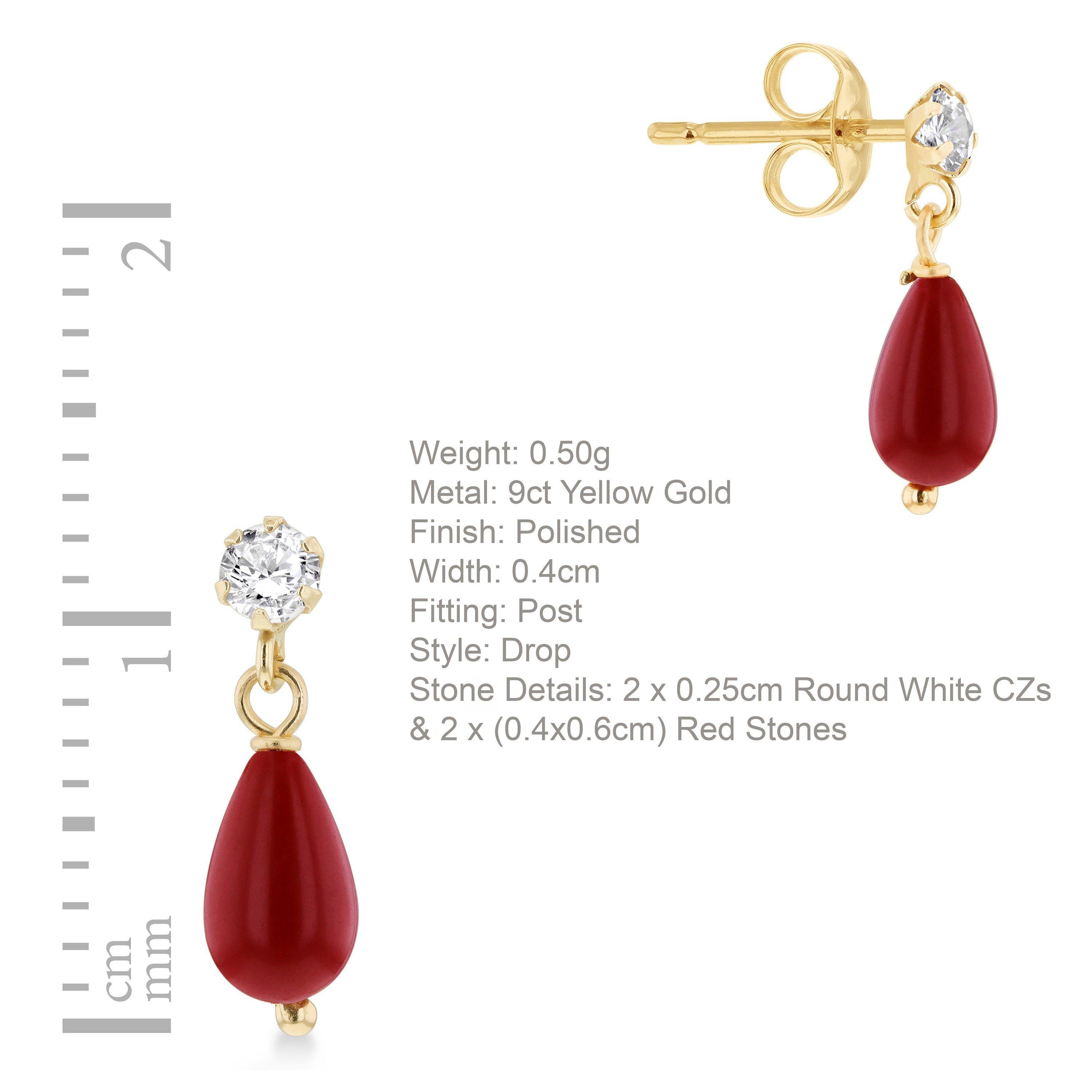 Yellow Gold - Be You - 9ct Gold Stone with CZ Drop Earrings - 6