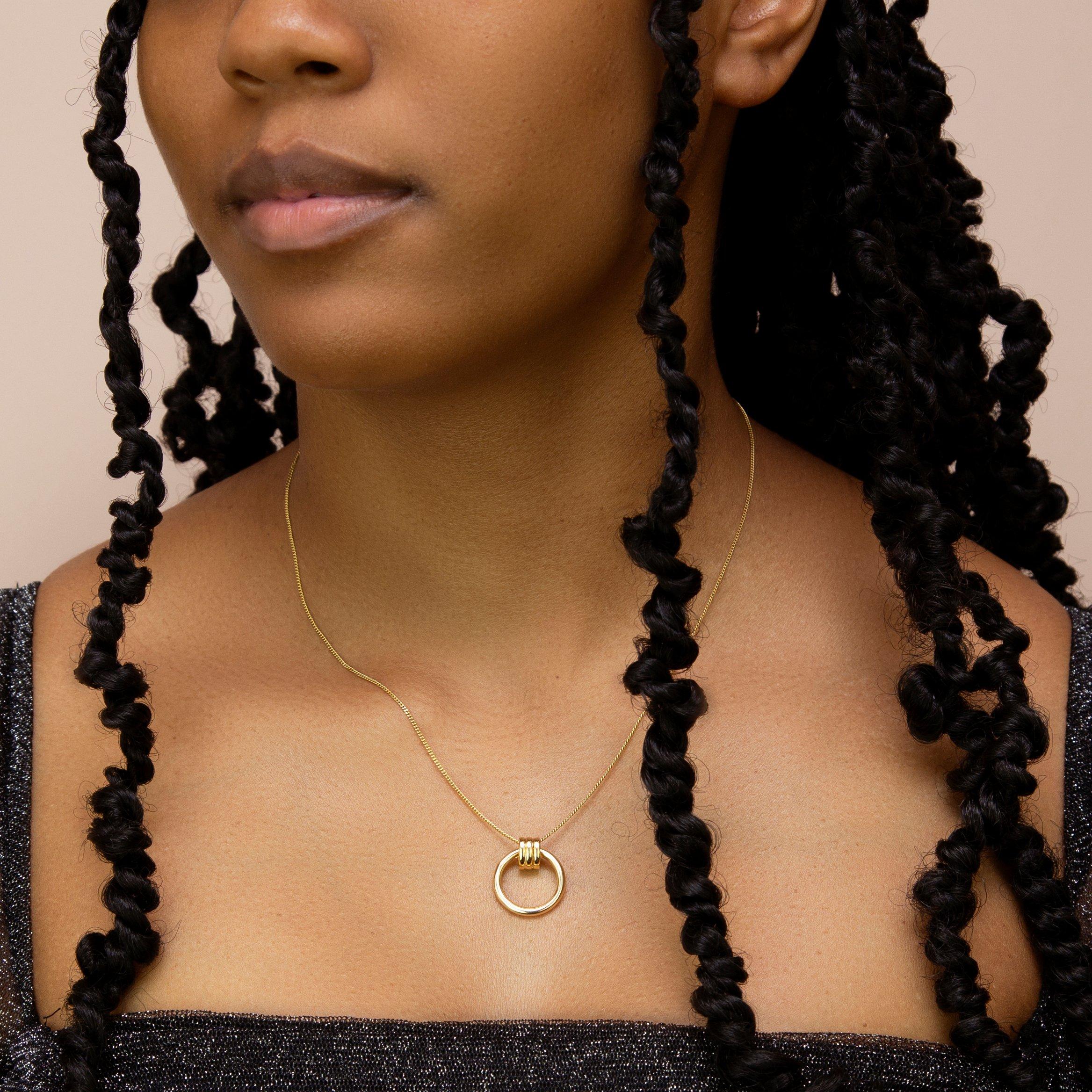 Yellow Gold - Be You - 9ct Gold Triple Tube Circle Drop Necklace - 2