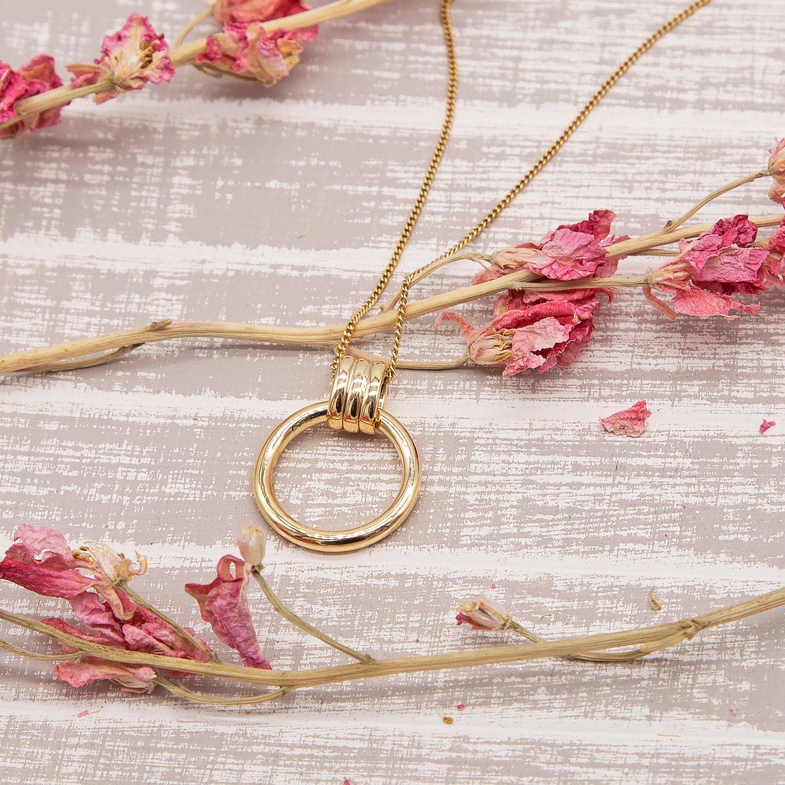 Yellow Gold - Be You - 9ct Gold Triple Tube Circle Drop Necklace - 3