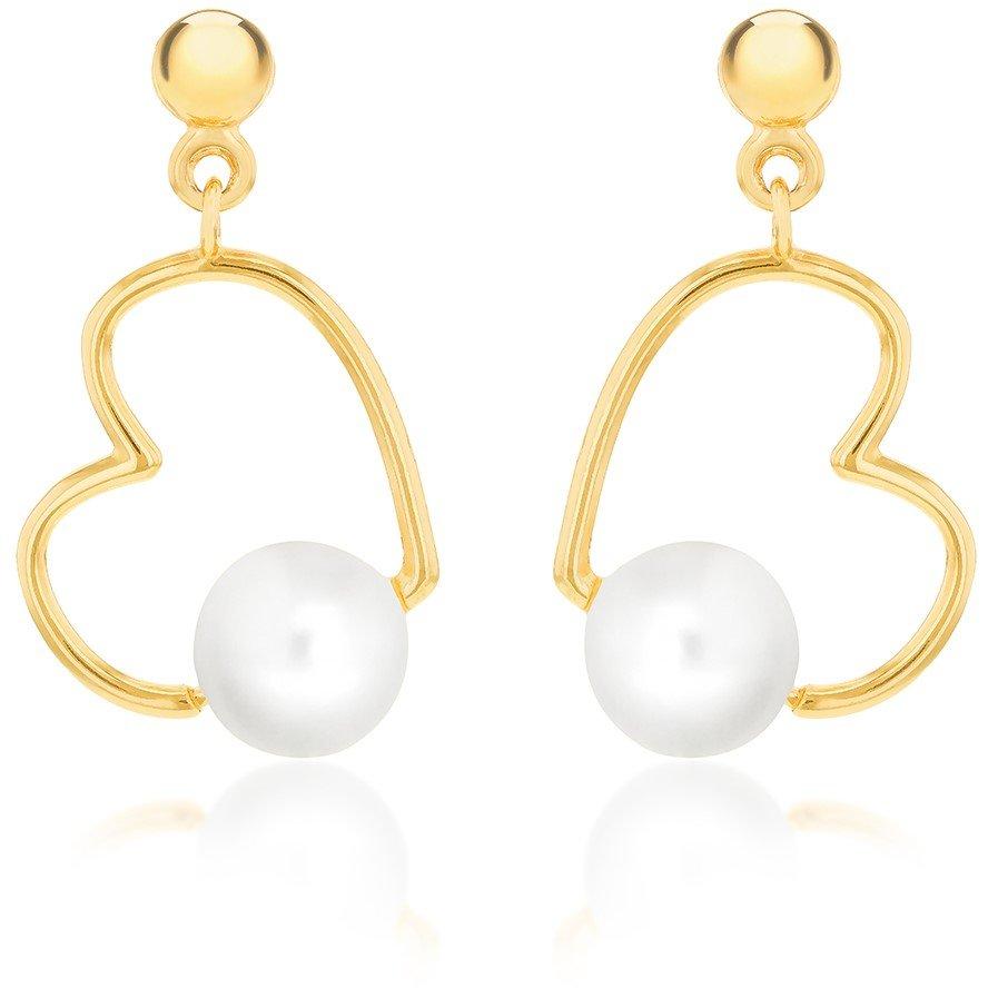 Yellow Gold - Be You - 9ct Gold Freshwater Pearl Heart Drop Earring - 2