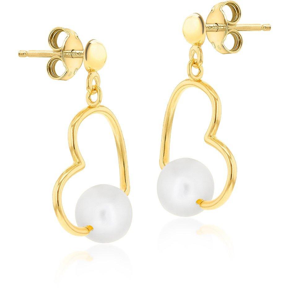 Yellow Gold - Be You - 9ct Gold Freshwater Pearl Heart Drop Earring - 3
