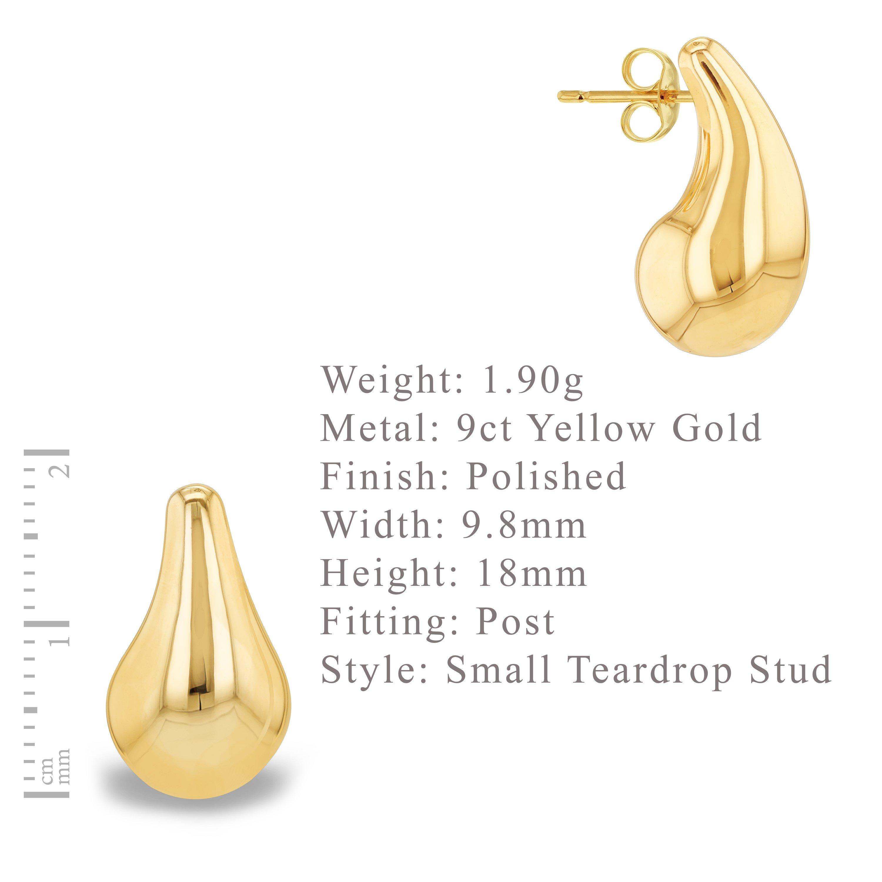 Yellow Gold - Be You - 9ct Gold Small Teardrop Stud Earring - 6