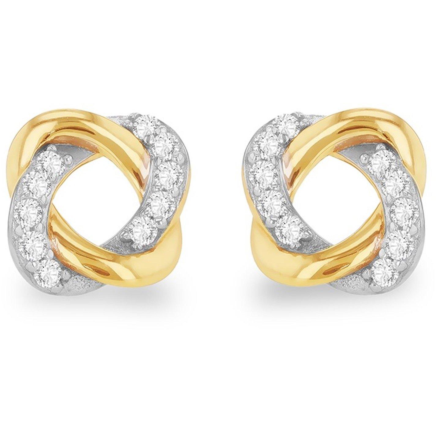 Yellow Gold - Be You - 9ct Gold CZ Knot Stud Earrings - 1