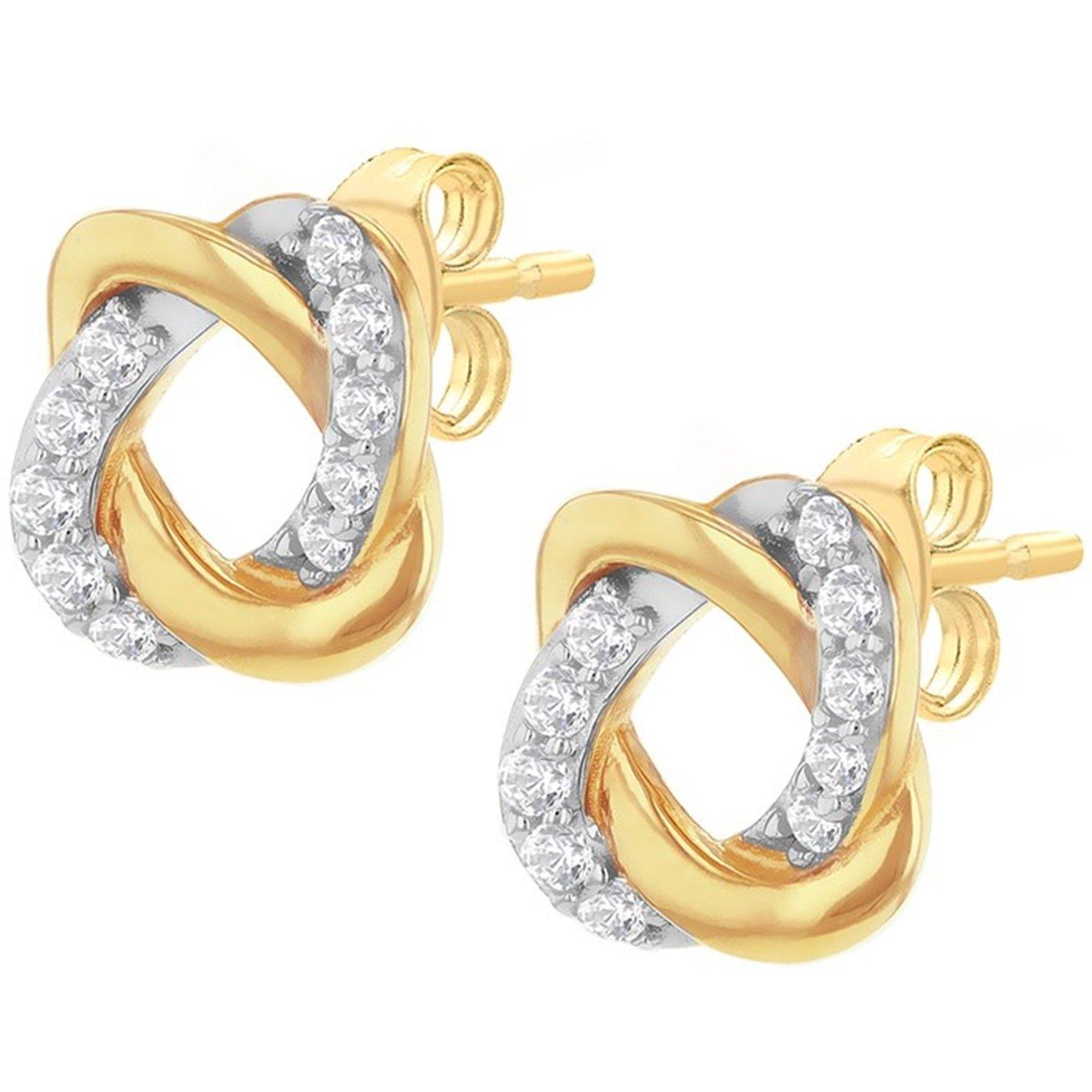 Yellow Gold - Be You - 9ct Gold CZ Knot Stud Earrings - 4