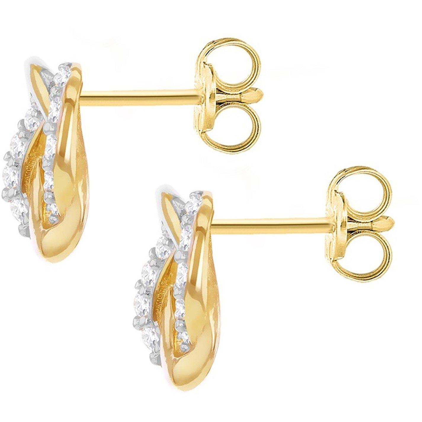 Yellow Gold - Be You - 9ct Gold CZ Knot Stud Earrings - 5