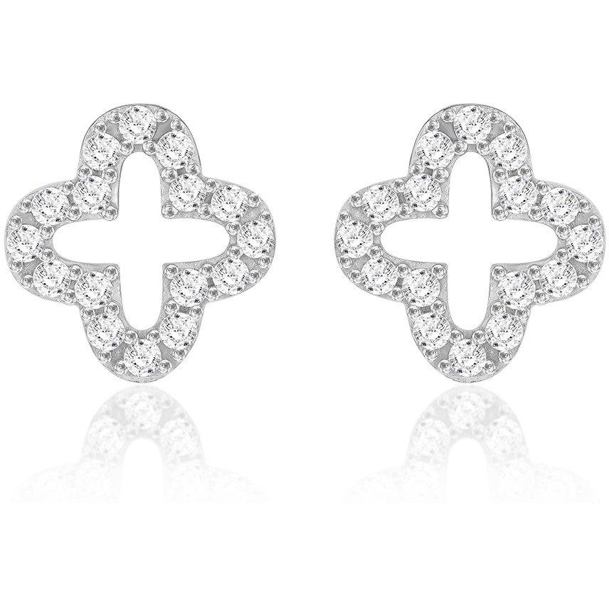 White Gold - Be You - 9ct Gold CZ Clover Stud Earrings - 1