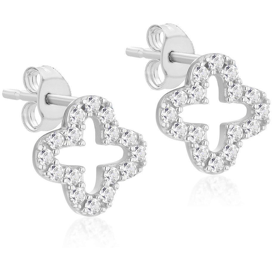 White Gold - Be You - 9ct Gold CZ Clover Stud Earrings - 2