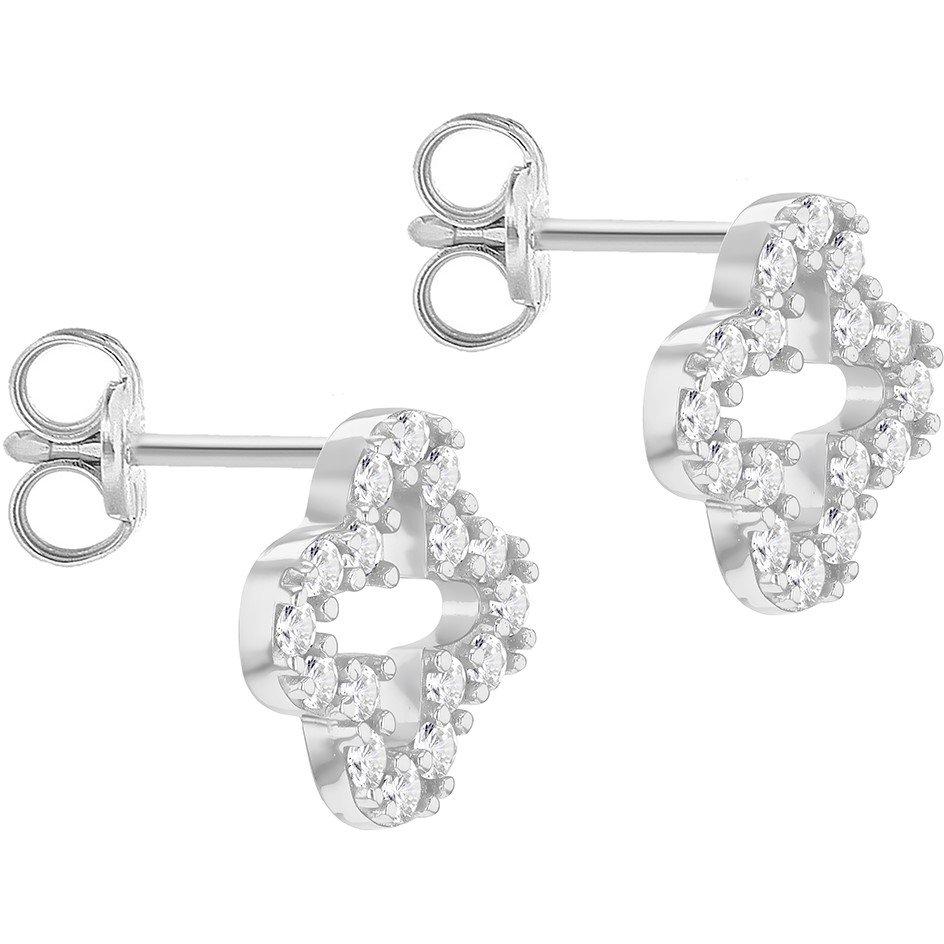 White Gold - Be You - 9ct Gold CZ Clover Stud Earrings - 3