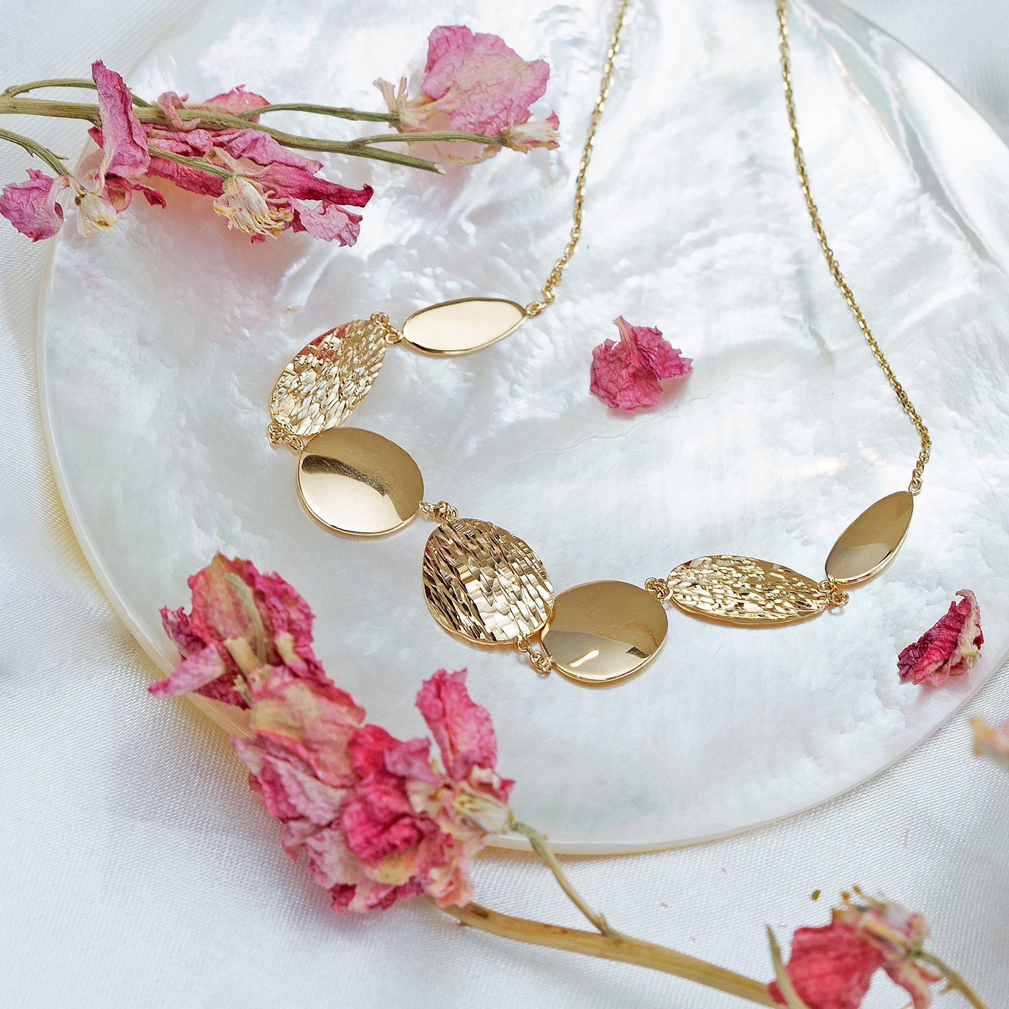 Yellow Gold - Be You - 9ct Gold Polished Satin Pebble Adjustable Necklet - 3