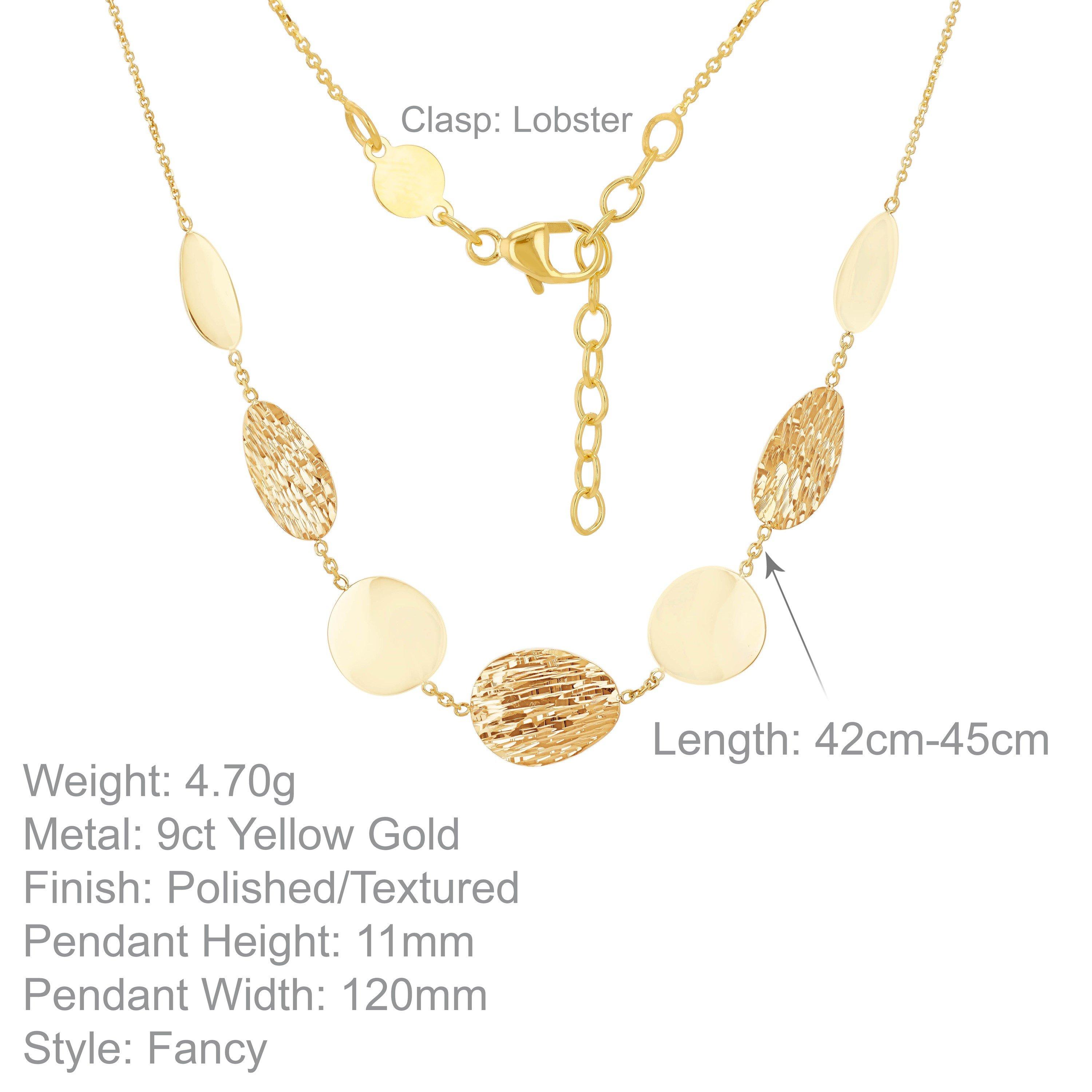 Yellow Gold - Be You - 9ct Gold Polished Satin Pebble Adjustable Necklet - 4