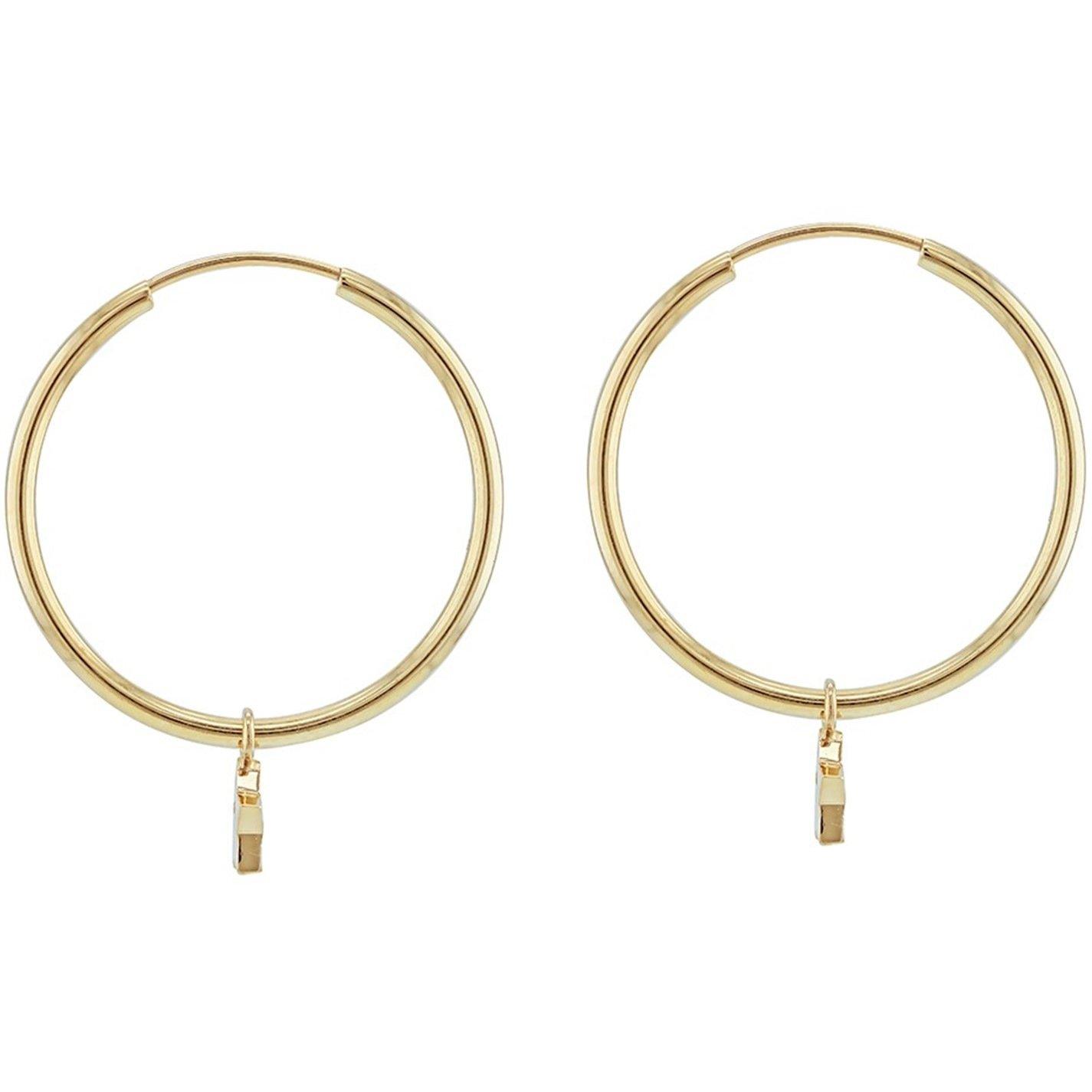 Yellow Gold - Be You - 9ct Gold Plain Hoop With Star Drop Earrings - 4
