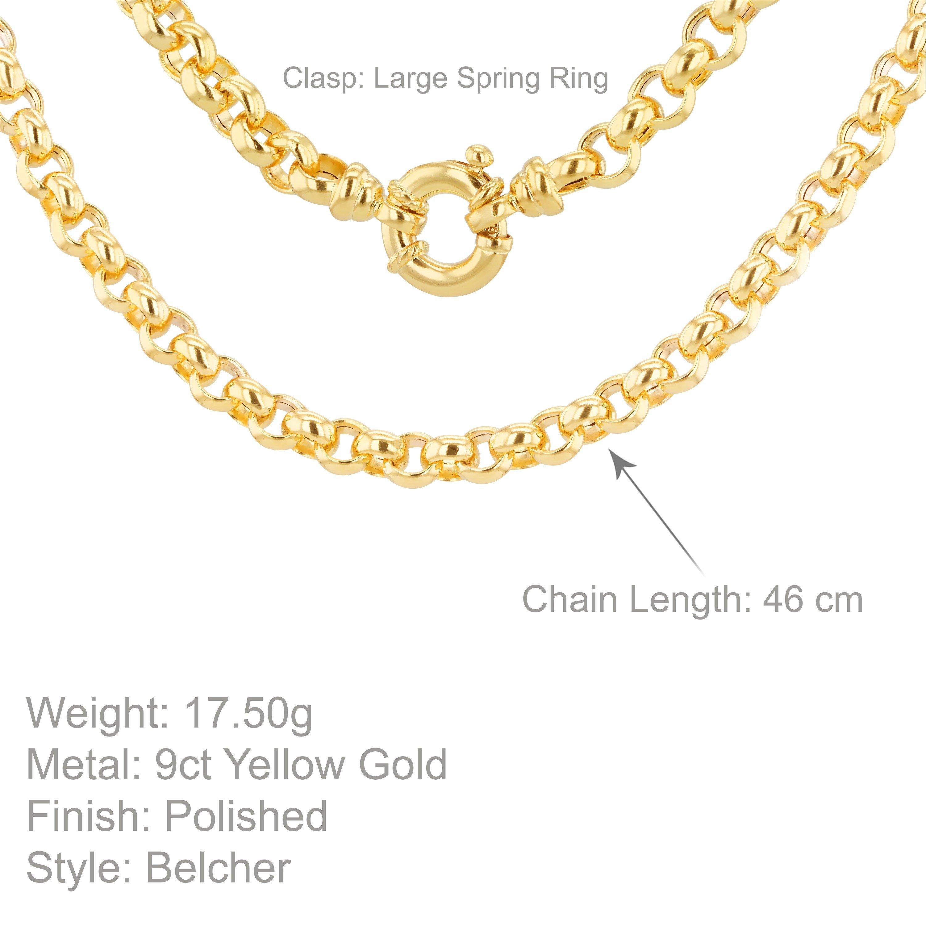 Yellow Gold - Be You - 9ct Gold Large Spring Ring Belcher Chain - 6