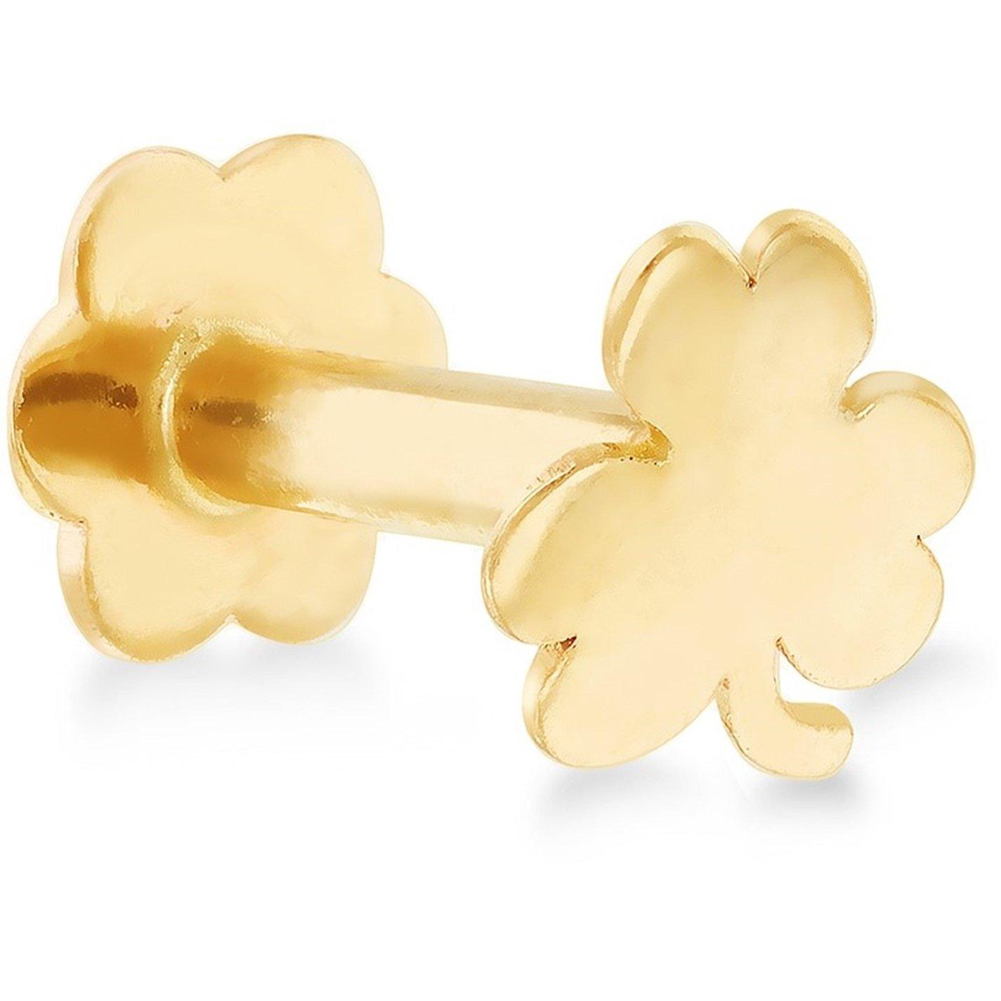Yellow Gold - Be You - 9ct Gold Clover Shape Labret Stud Earring - 1