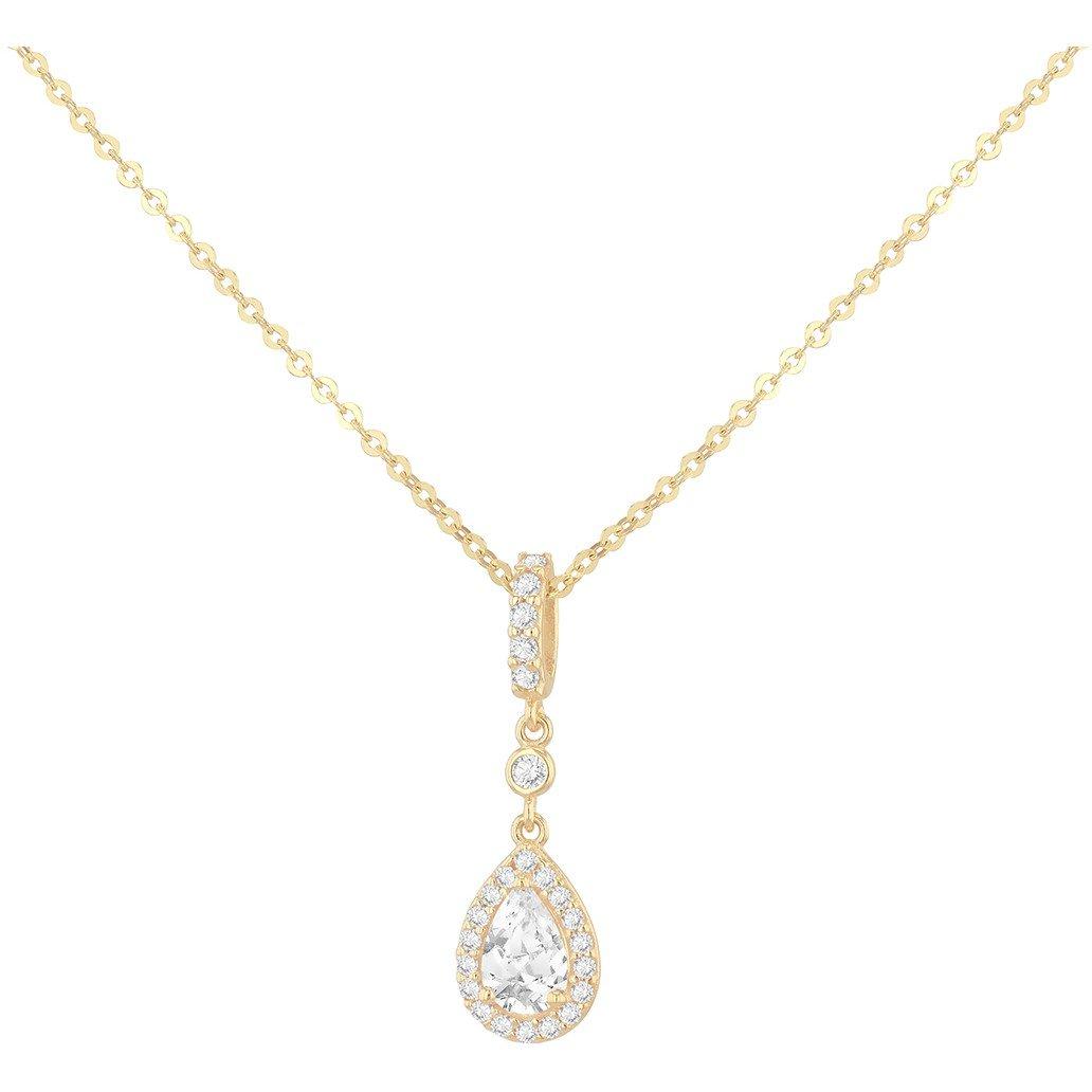 Yellow Gold - Be You - 9ct Gold CZ Teardrop Halo Necklet - 2