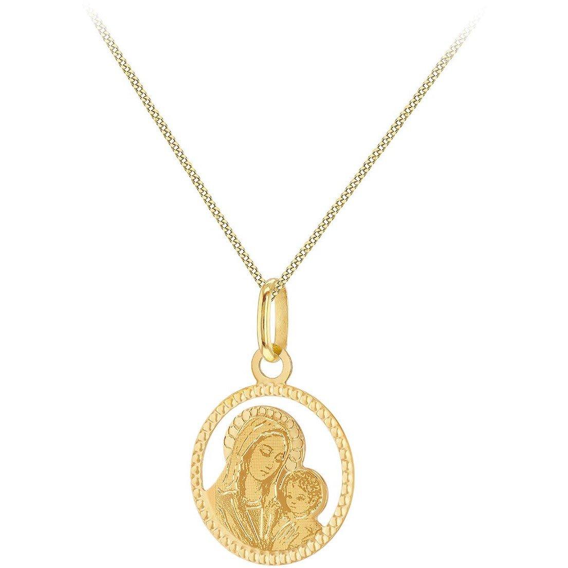 Yellow Gold - Be You - 9ct Gold Diamond Cut Round Mary and Child Necklace - 2