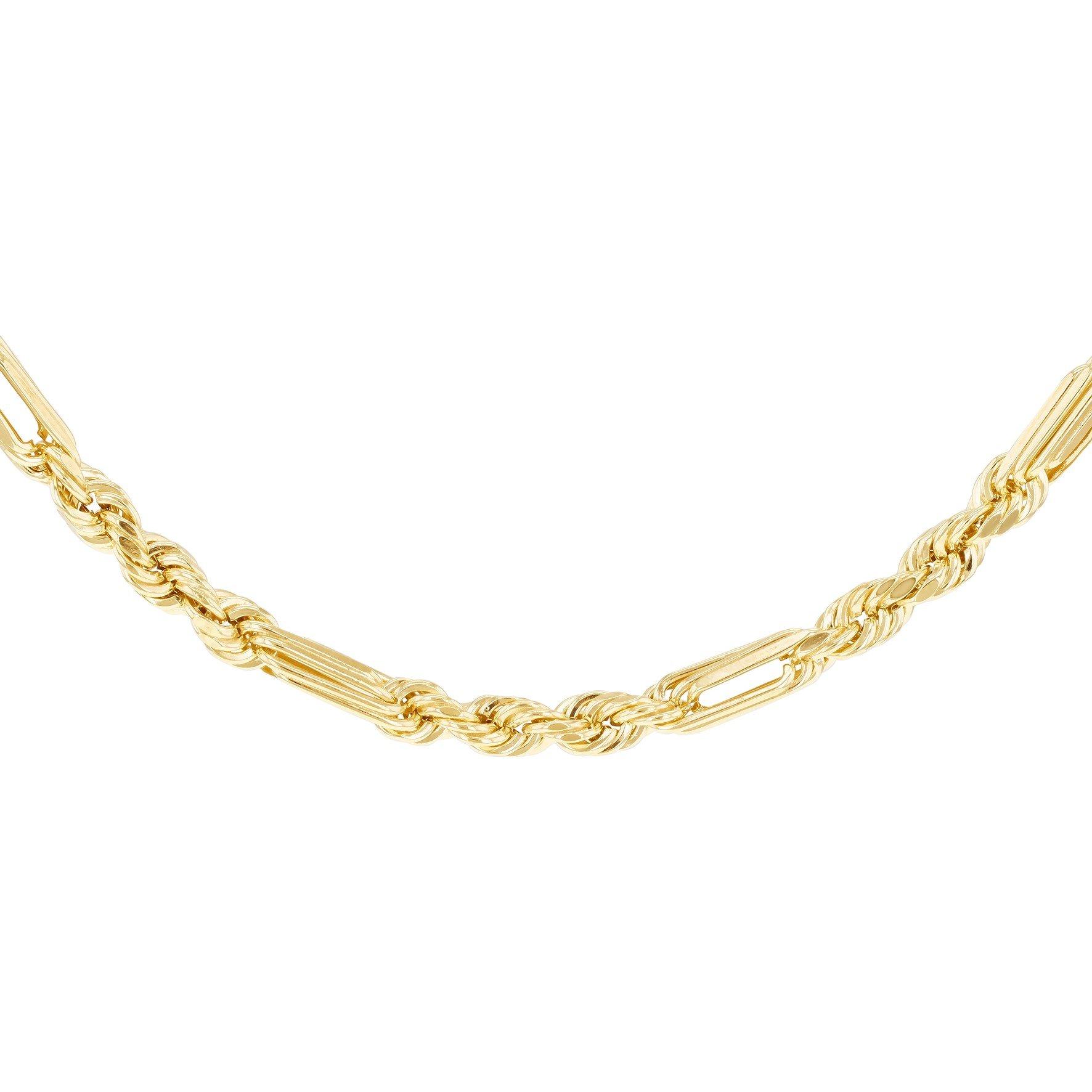 Yellow Gold - Be You - 9ct Gold Hollow Diamond Cut Figarope Chain - 1