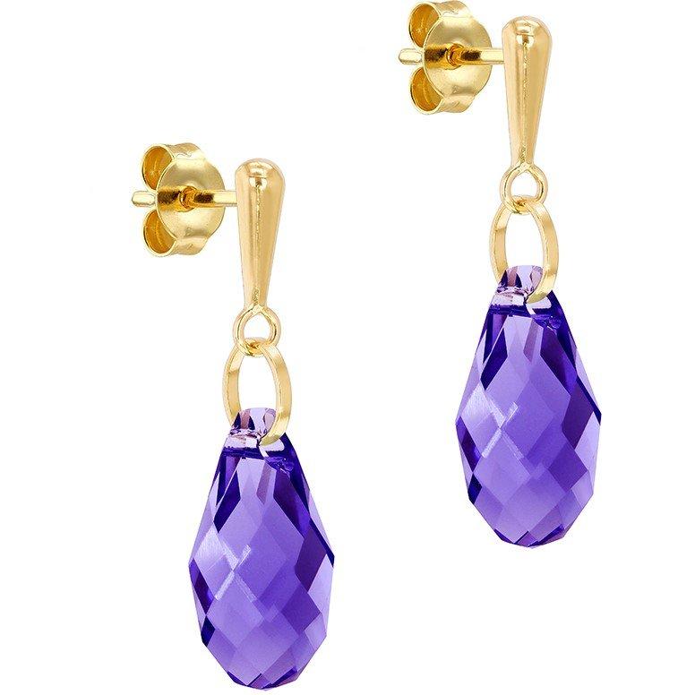 Yellow Gold - Be You - 9ct Gold Swarovski Crystal Teardrop Earring - 2