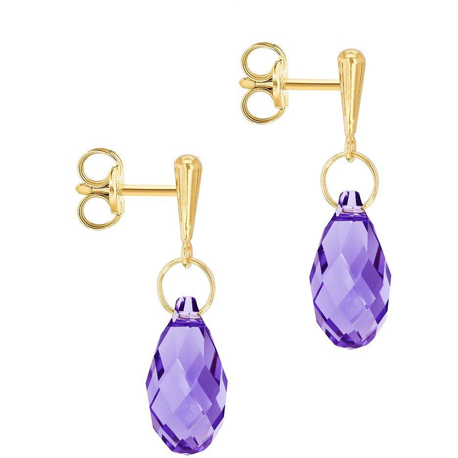 Yellow Gold - Be You - 9ct Gold Swarovski Crystal Teardrop Earring - 3