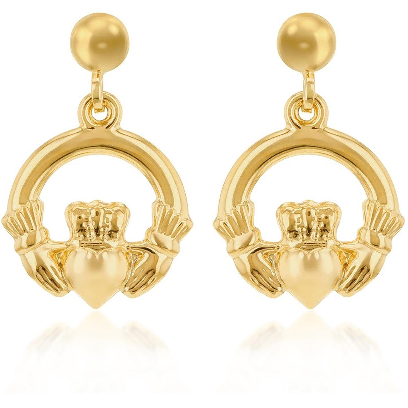 Yellow Gold - Be You - 9ct Gold Claddagh Drop Earrings - 1