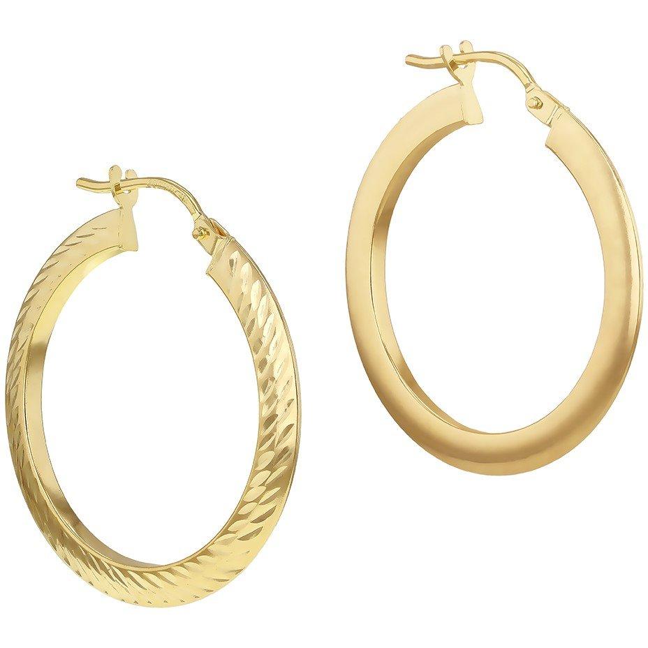 Yellow Gold - Be You - 9ct Gold Diamond Cut Creole Earring - 3