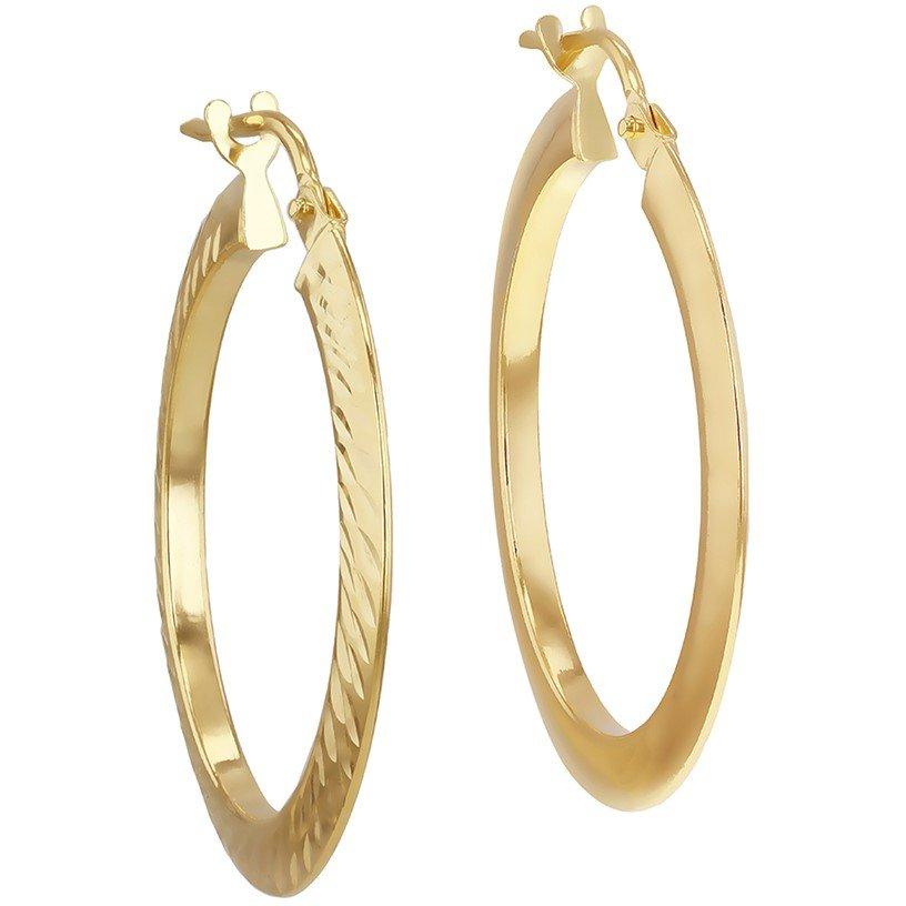 Yellow Gold - Be You - 9ct Gold Diamond Cut Creole Earring - 4