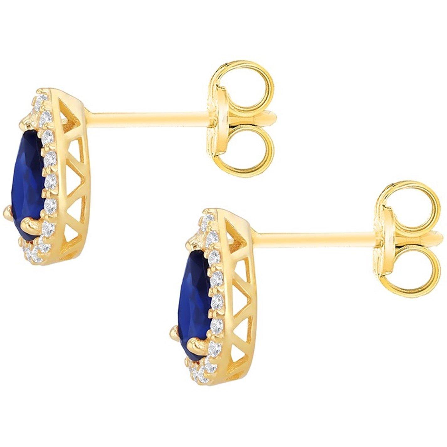 Yellow Gold - Be You - 9ct Gold Pear Shaped CZ Halo Stud Earrings - 5