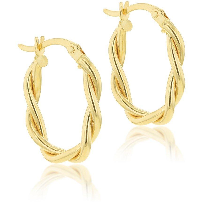 Yellow Gold - Be You - 9ct Gold Twist Oval Hoop Earrings - 2