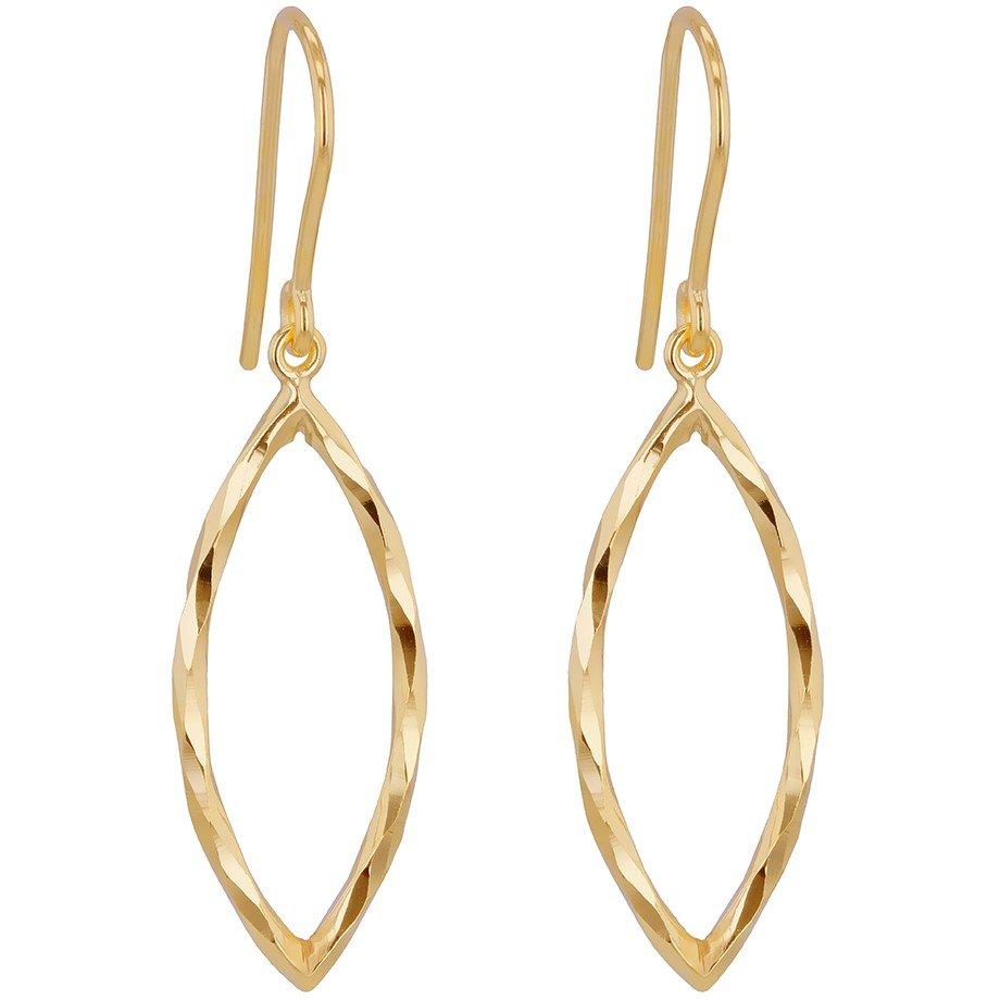 Yellow Gold - Be You - 9ct Gold Diamond Cut Marquis Shape Creole Earrings - 2