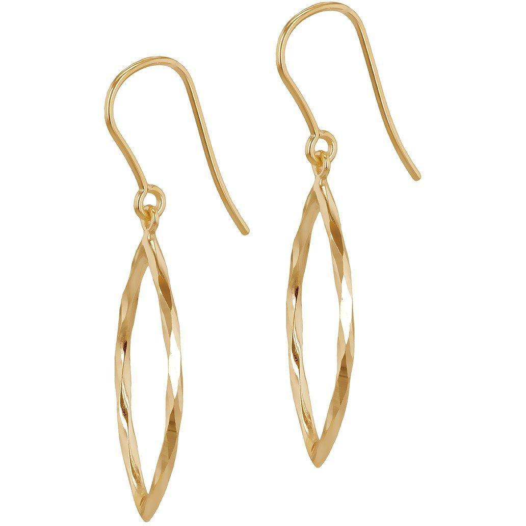 Yellow Gold - Be You - 9ct Gold Diamond Cut Marquis Shape Creole Earrings - 3