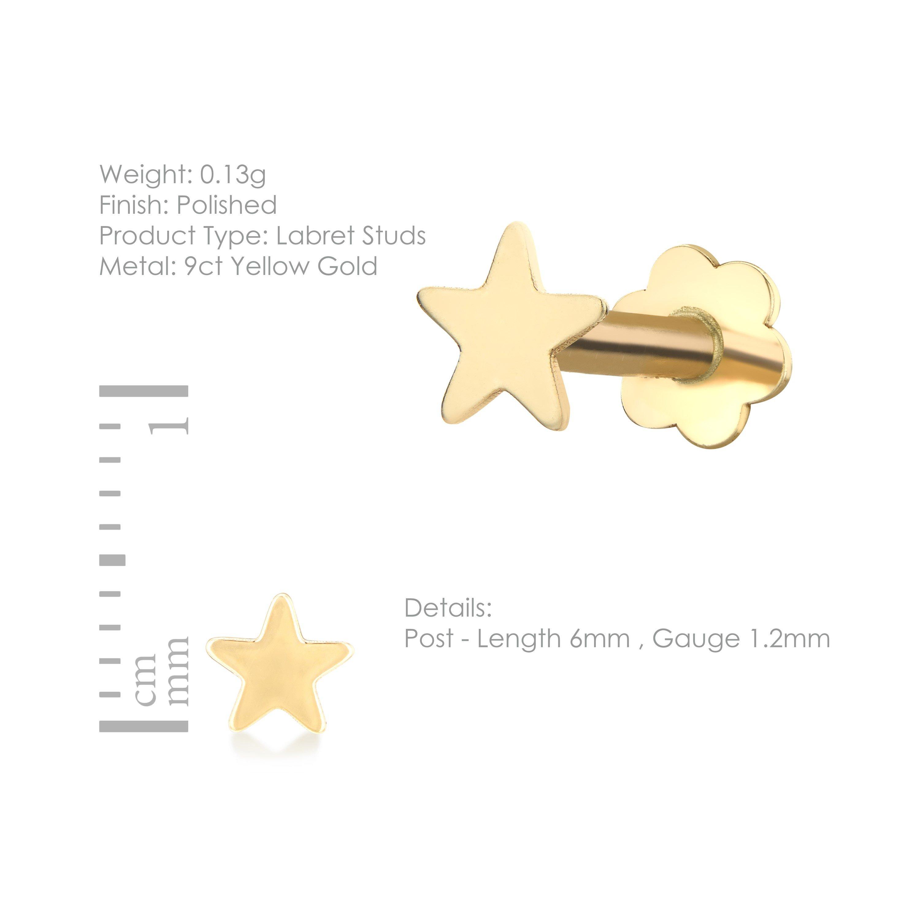 Yellow Gold - Be You - 9ct Gold Star Labret Stud - 4
