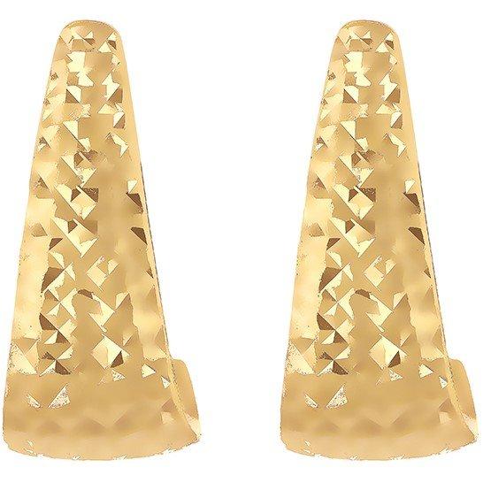 Yellow Gold - Be You - 9ct Gold Diamond Cut Tall J-Shape Stud Earrings - 2